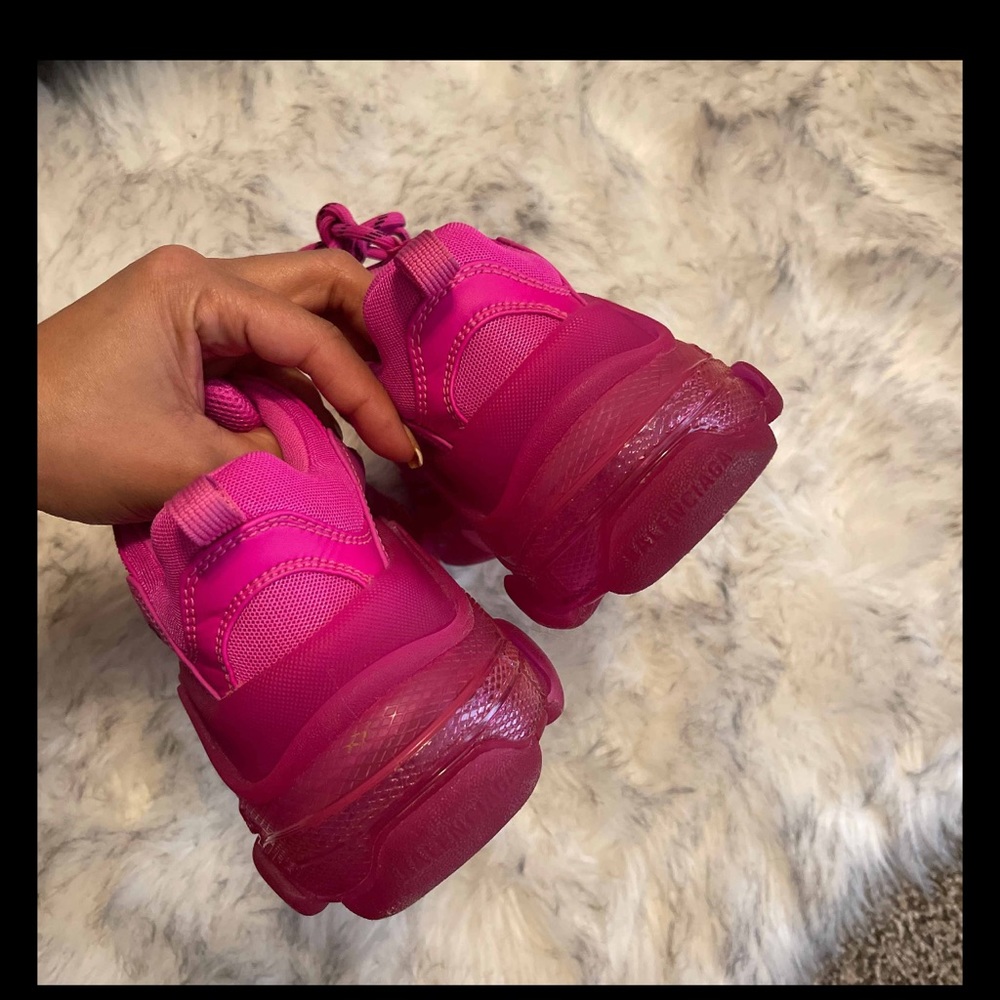 Balenciaga Triple S Chunky-Sole Fuchsia Pink Sneakers Size 38 - Picture 9 of 9